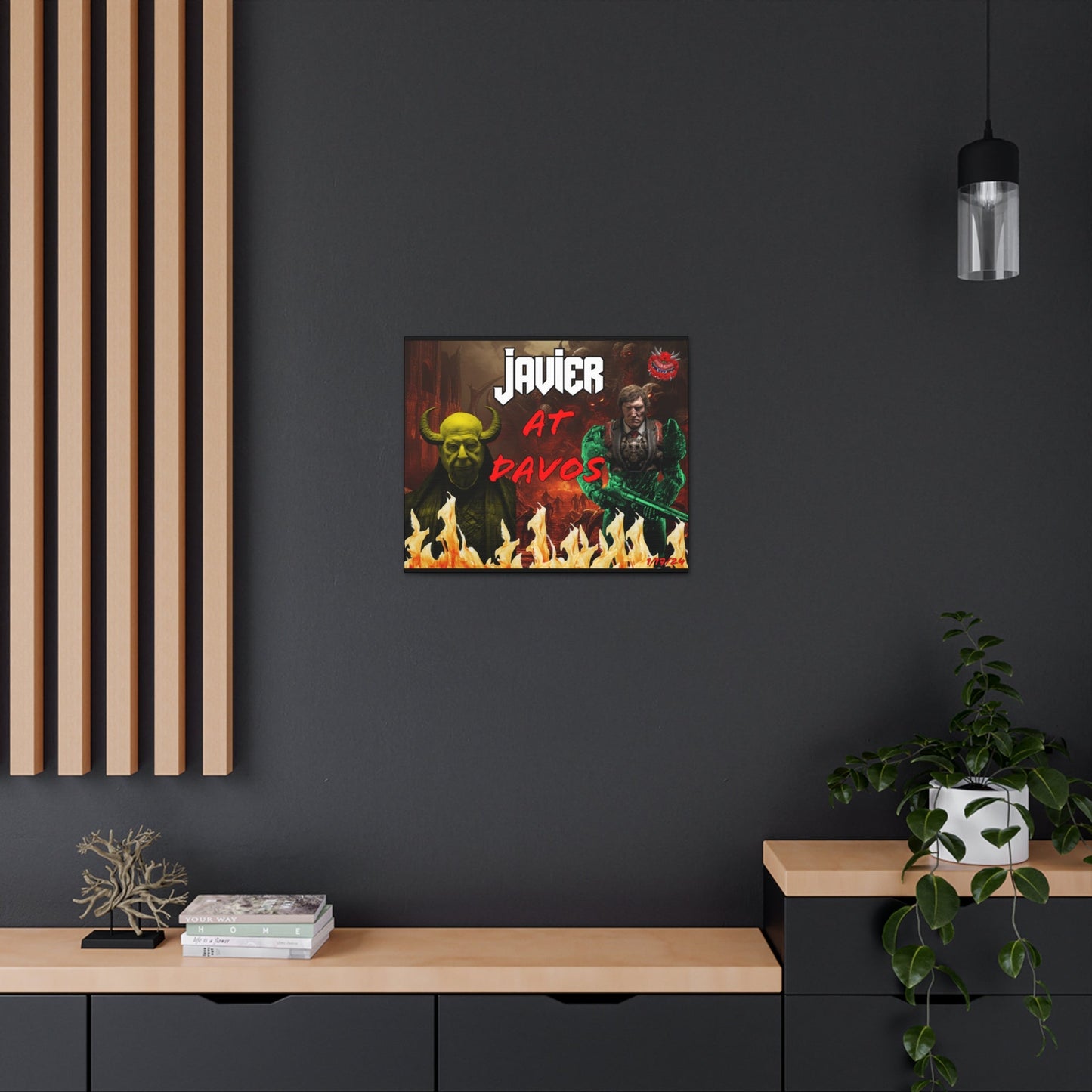 Javier Milei Space Marine in Davos Canvas Print
