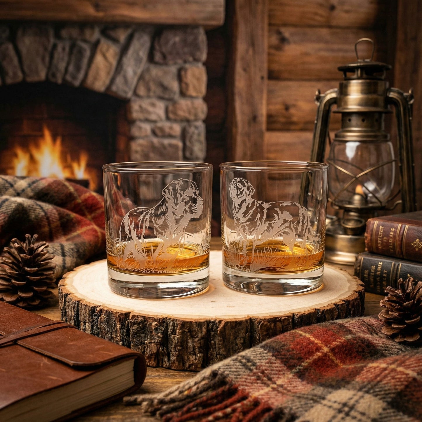 Labrador Sand Carved Whiskey Glasses Set of 2