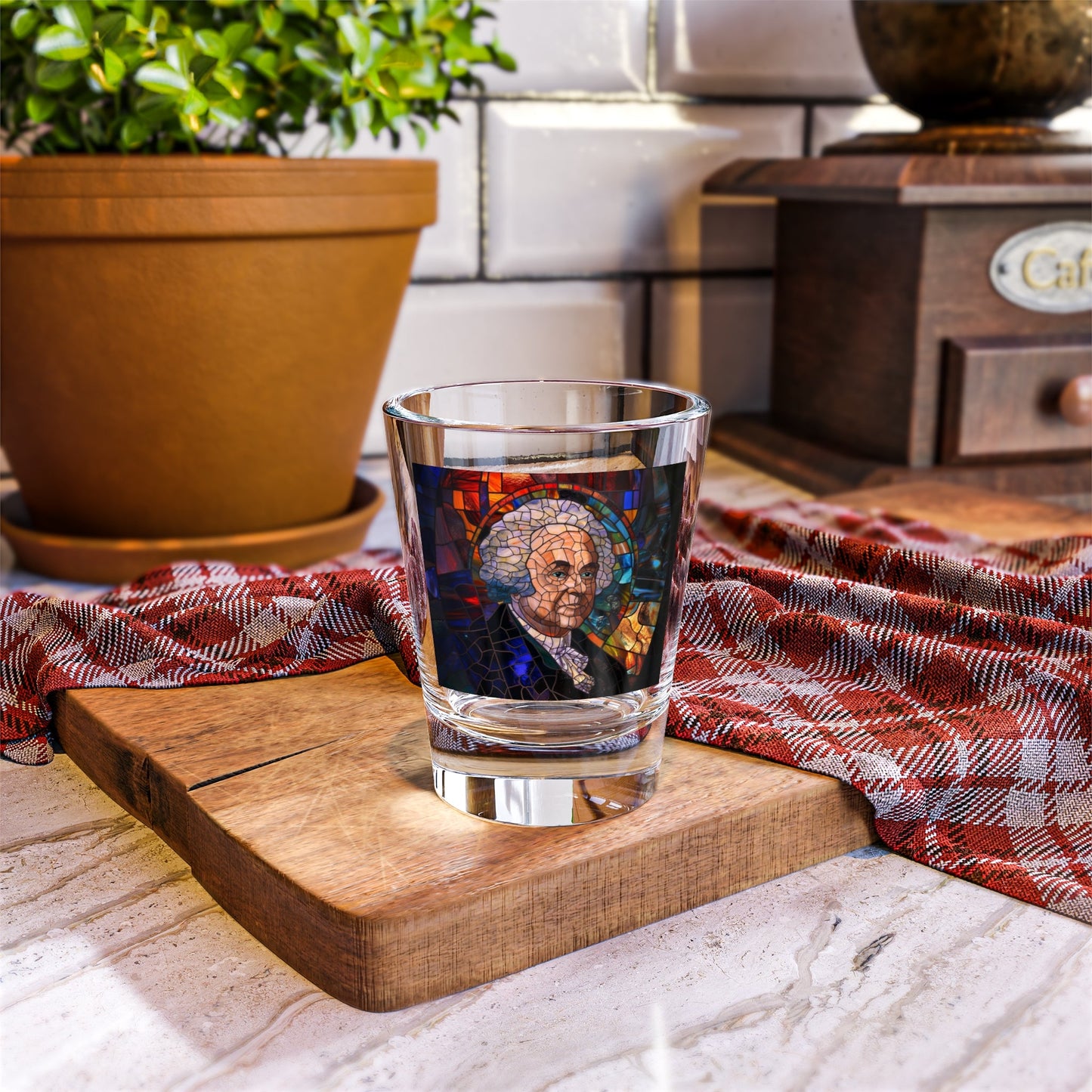 John Adams Stained Glass Shot Glass, 1.5oz