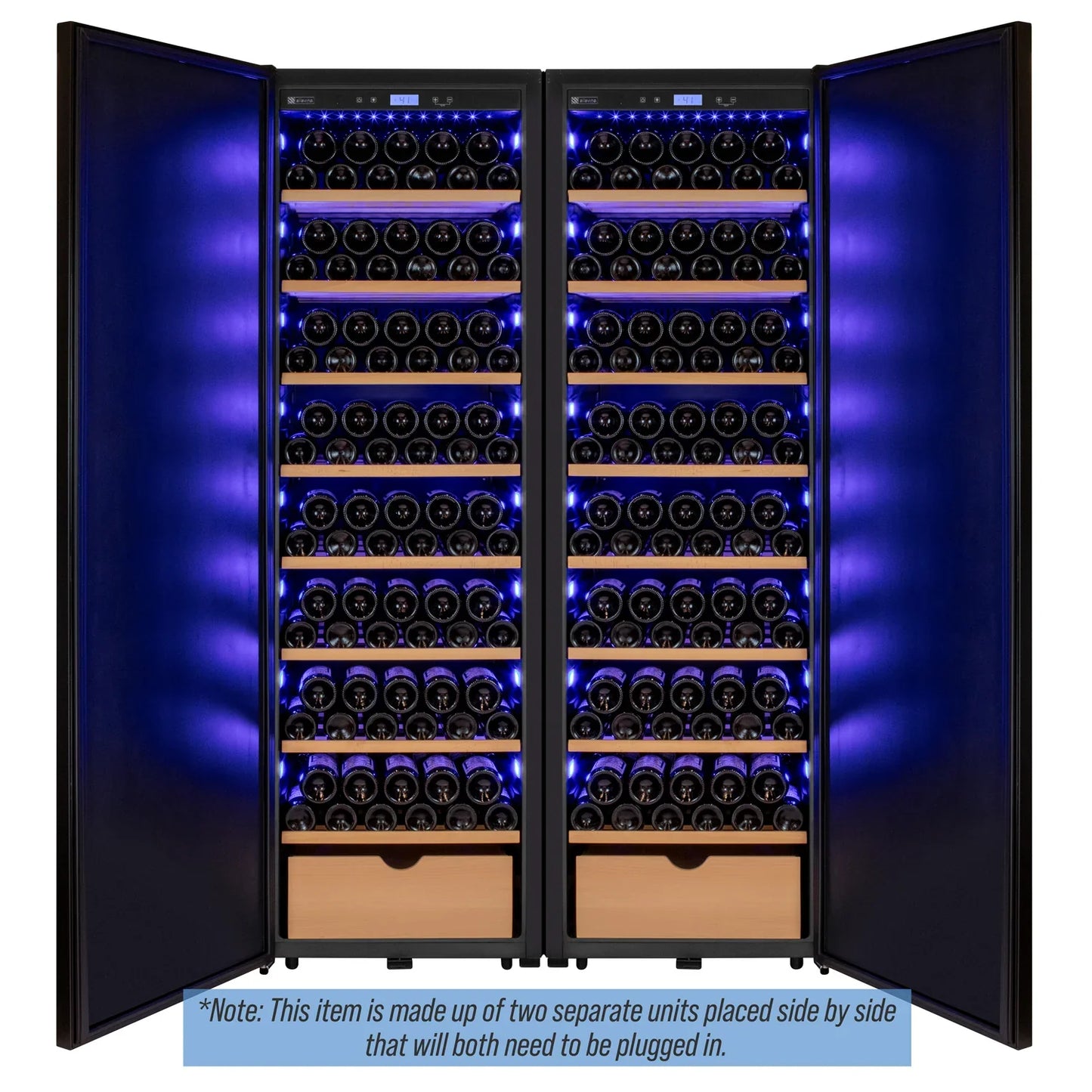Allavino 76.5" Tall Side-by-Side Wine Vault with Solid Black Doors