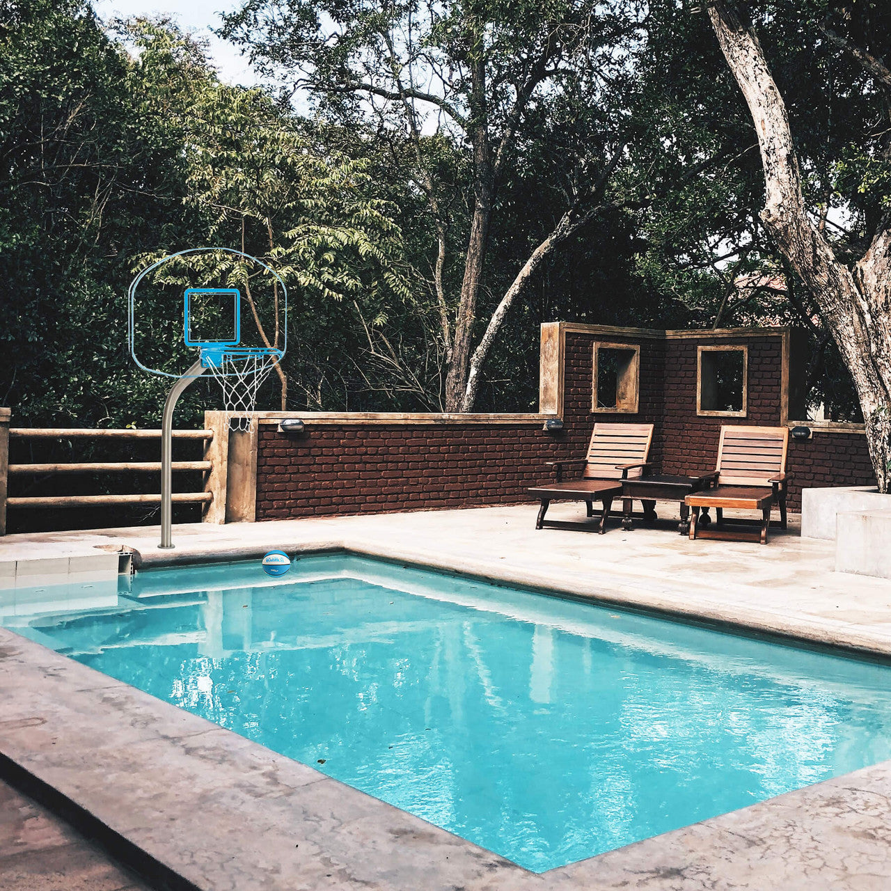Dunn Rite Clear Hoop Jr. Deck-Mounted Pool Basketball Hoop (1.90" Post, Anchor not Included)