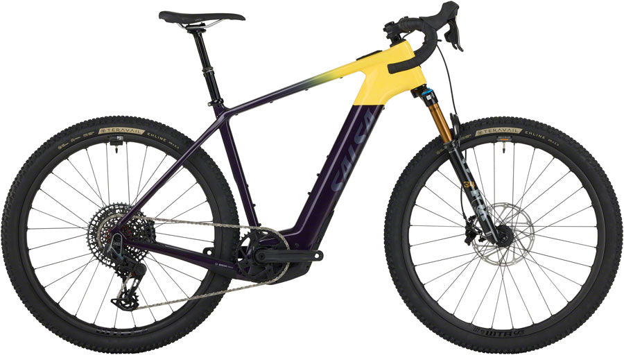 Salsa Tributary C Force X0 AXS Transmission SUS Ebike - 29" Carbon Amethyst/YLW X-Large