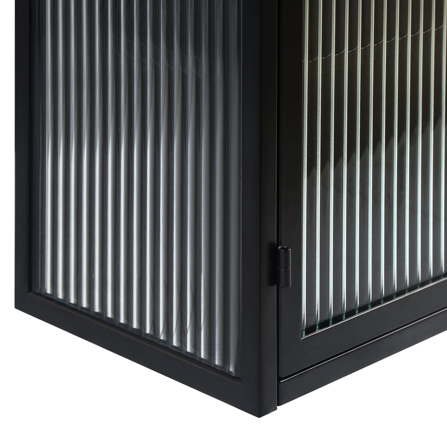 27.56"Glass Doors Modern Two-door Wall Cabinet with Featuring Three-tier Black