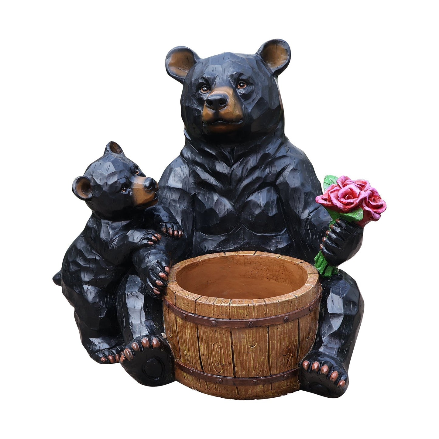 Outdoor Garden Sculpture Bear Flower Pot Planter