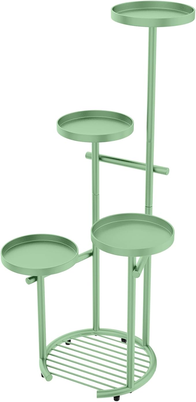 TOSKING 5 Tier Metal Plant Stand Indoor, Plant Shelf, Corner Shelf Flower Pot Stand for Outdoor Plant Stand for Living Room Balcony Garden Patio Bedroom (Green, 42inches)