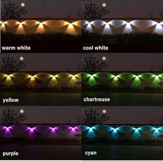 Solar Fence Lights Outdoor - 3-Side Fence Light Solars Powered for Outside IP65 Waterproof Fence Solar Lights Outdoor for Outside Garden Backyard Patio Deck Fence Stair Step Railing Pathway(2Pack)