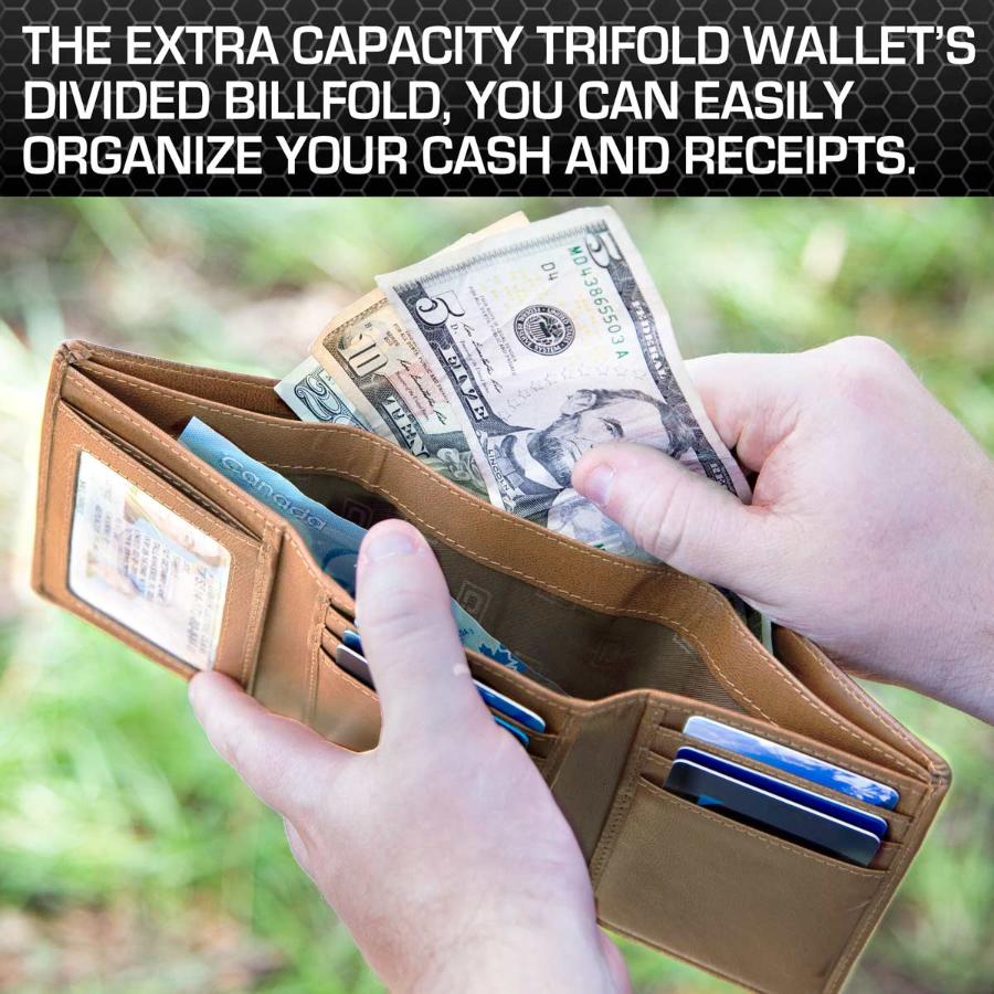 Mens RFID Wallet - Extra Capacity Trifold 7 slot with ID Window