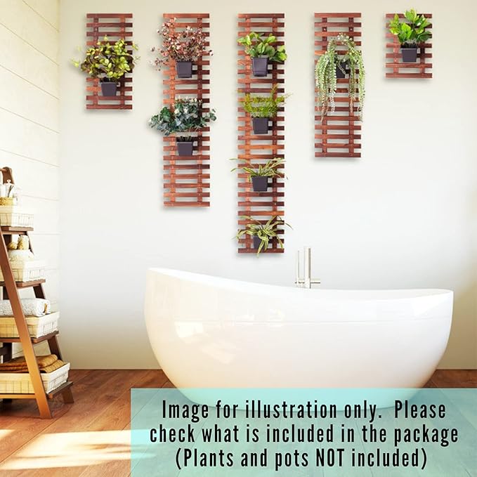 ShopLaLa Wall Planter โ 3 Pack Wooden Hanging Planter for Indoor Plants, Air Plant Succulent Holder, Live Vertical Garden Large Wall Mounted Plant Stand Decor for Christma 15.7 + 23.6 + 35.4 Inch