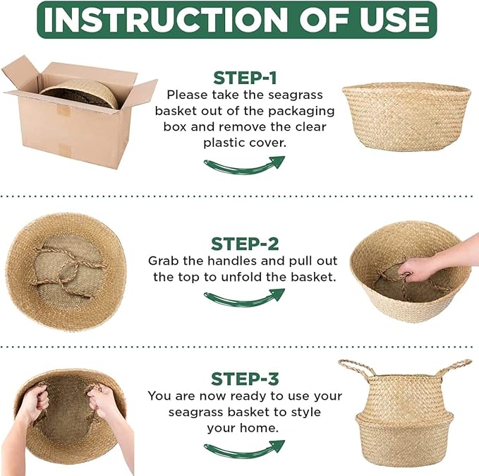 Tree Basket โ Wicker Seagrass Planter for Tall Indoor Fake Olive House Plants, Decorative Rattan Baskets for 7-8 Inch Small Plant Pots (Original, Medium)