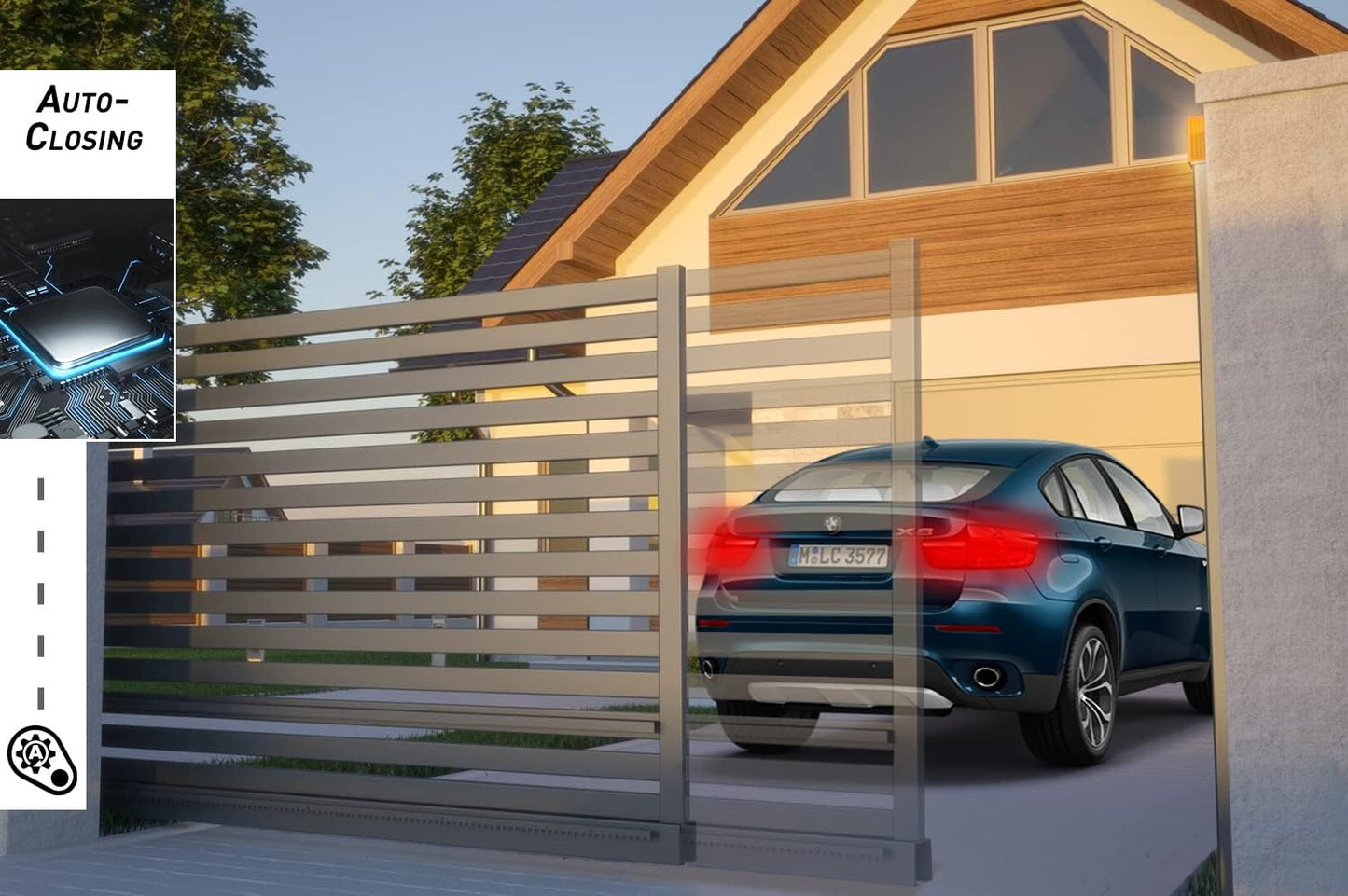 BlĂŒtezeit 2650lb Automatic Sliding Gate Opener Rack Drive Operator for Heavy Driveway Slide Gates Up to 40 Feet, Rolling Gate Motor with 2 Remote Controls, Infrared Sensor & Complete Hardware Kit