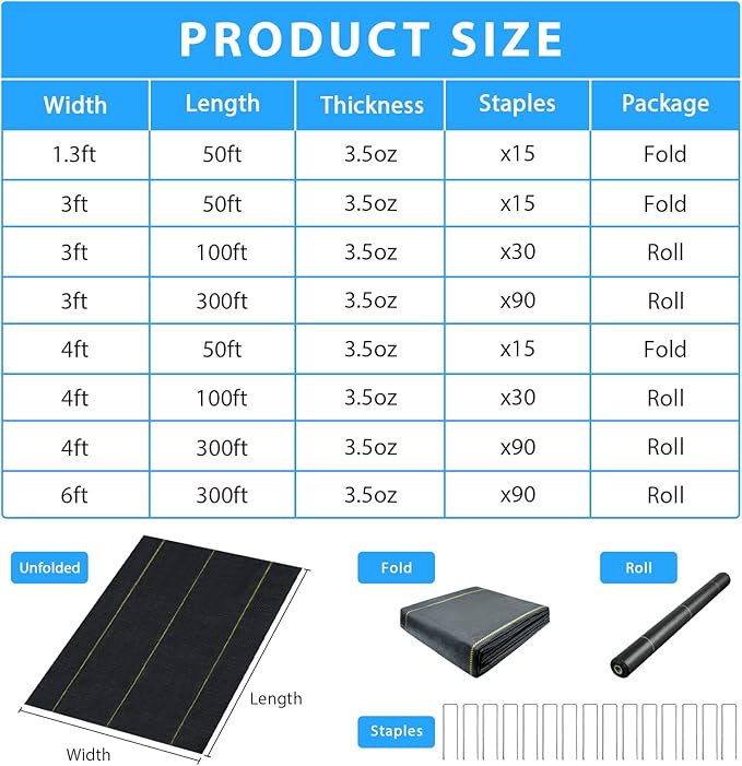 3ft x100ft Black Weed Barrier Landscape Premium Fabric-Heavy Duty Woven Ground Cloth with Superior Permeability Weed Control Convenient Design