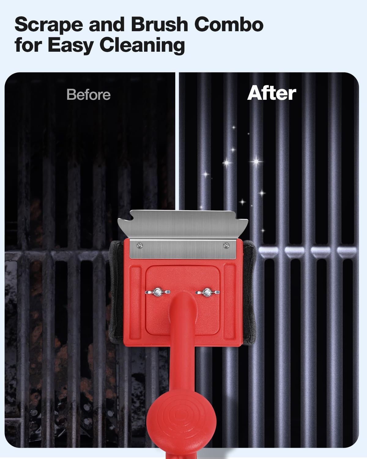 Grill Brush Bristle Free(Fire-Resistant Fabric),4 Replaceable BBQ Cleaning Head,Safe Replacement Cleaning Pad for Cast Iron or Stainless-Steel Grates (No Handle)