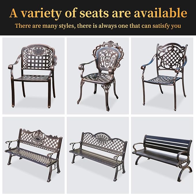 Outdoor Dining Chair Cast Aluminum Patio Chairs Set of 2 All-Weather Patio Dining Chair with Adjustable Feet for Backyard Garden (JL Chair)