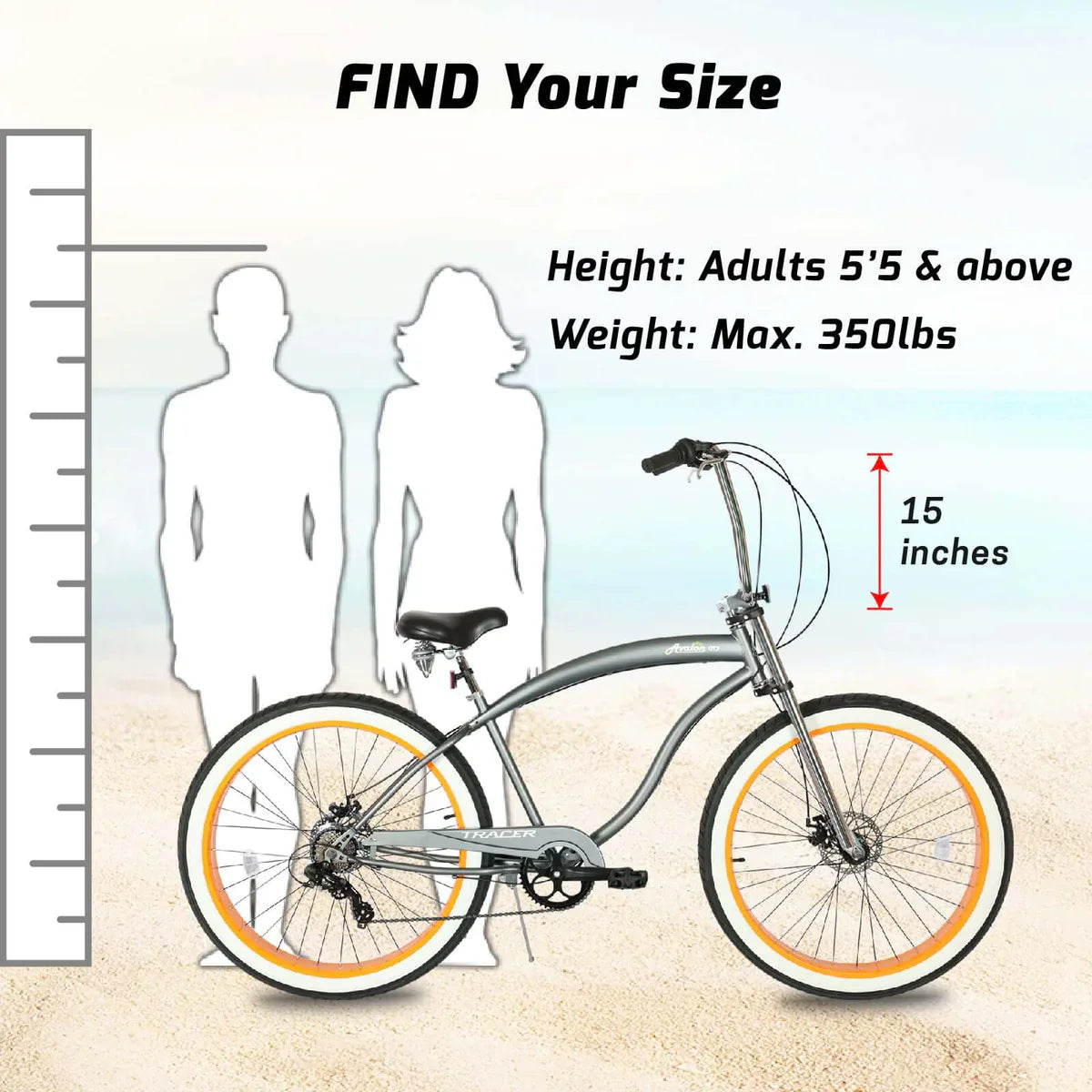 Tracer Avalon GT 29'' Fat Tire Stretch Beach Cruiser Bike 1-Speed/7-Speed