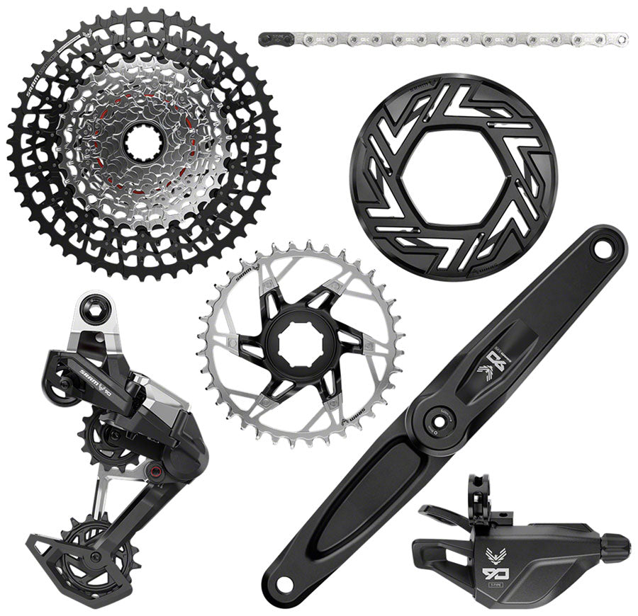 SRAM Eagle 90 Ebike Groupset - 165mm Brose 36T Clip-on Guard Chain XS-1275 10-52t Single Click Shifter Rear Derailleur