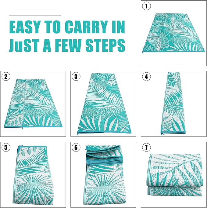 HiiARug Outdoor Rug 6x9Ft Waterproof for Patios Clearance, Reversible Plastic Straw Patio Mat Large Area Rugs RV Mats for Outside Trailers Campers Porch Deck Beach Backyard ๏ปฟ
