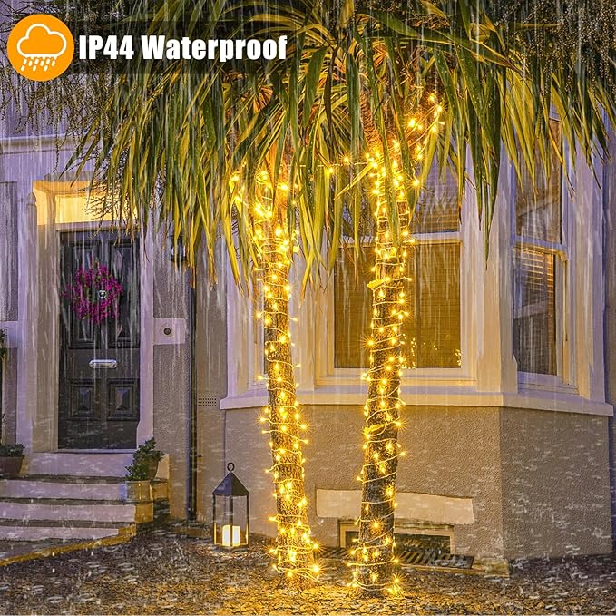 66ft 200 LED String Lights Indoor Clear Wire, 8 Modes Warm White Christmas String Lights Plug in Fairy Lights for Bedroom, Waterproof Twinkle Light for Classroom Tree Holiday Christmas Decorations