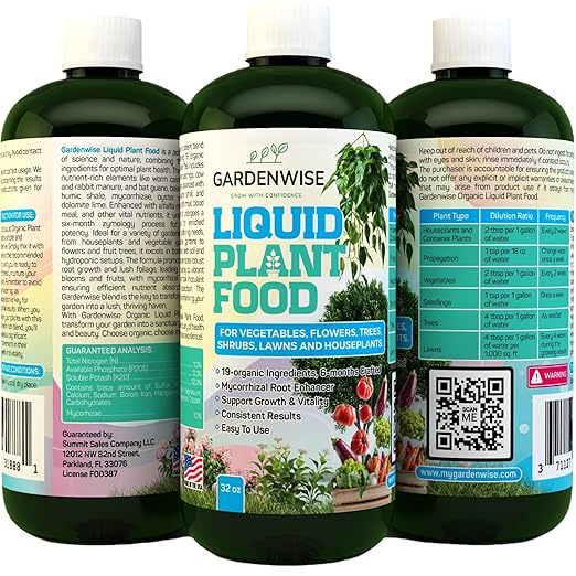 Organic Liquid Plant Food for Indoor Houseplants โ All Purpose Fertilizer for Potted Plants, Vegetables, Succulents, Orchids, Roses โ Miracle Growth with Mycorrhizae (32 oz)