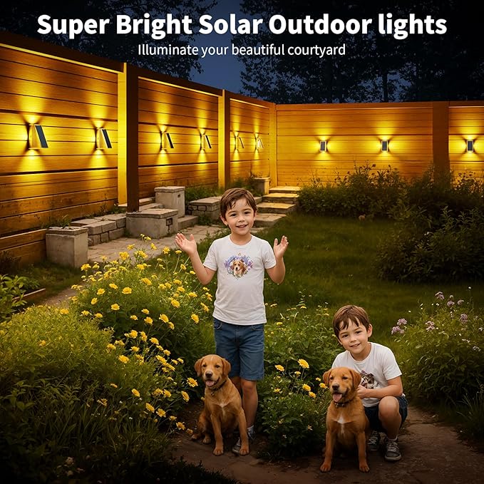 KINKAI Solar Fence Lights - 10 Pack Outdoor Fence Lights Solar Step Light Waterproof with 11 Lighting Modes Outdoor Solar Lights Decor for Wall Stairs Step Garden Backyard Walkway Patio(Warm Light)