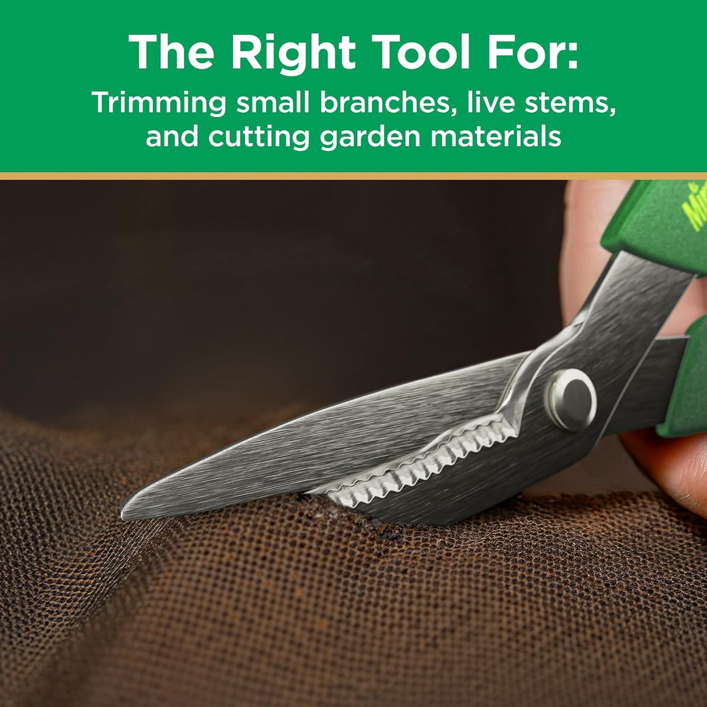 Miracle-Gro 8 in. All-Purpose Steel Garden Utility Shears with Serrated Blades โ Comfort Grip Yard and Garden Scissors for Pruning Plants, Flowers, and Herbs