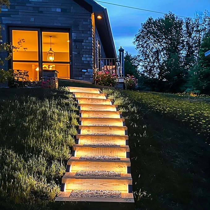 Solar Step Lights for Outside,16pack Solar Stair Lights Outdoor Waterproof IP67,Outdoor Deck Step Lights,Solar Outdoor Lights for Staircase,Patio,Front Step(Warm Brown)โฆ