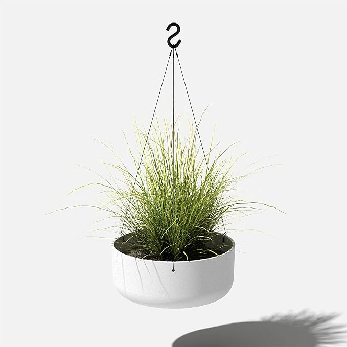 Veradek Mason Series Hanging Kona Planter - Round Planter for Outdoor Balcony/Patio | Made from Plastic-Stone Composite with Hanging Attachment | Modern Dรฉcor for, Flowers, Succulents, Small Plants