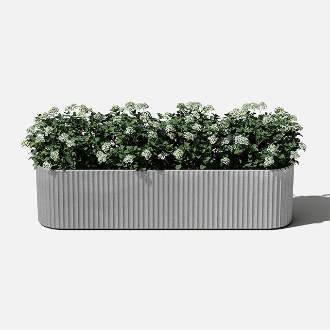 Veradek Demi Series Window Box Planter - Long Planter Box for Windowsill/Balcony | Durable Plastic-Stone Composite Material | Modern Dรฉcor for Flowers/Herbs