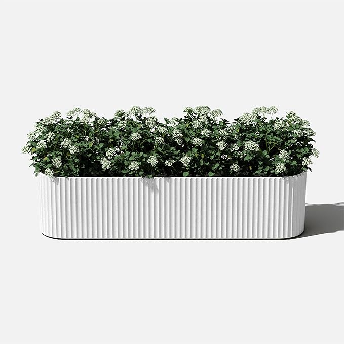 Veradek Demi Series Window Box Planter - Long Planter Box for Windowsill/Balcony | Durable Plastic-Stone Composite Material | Modern Dรฉcor for Flowers/Herbs