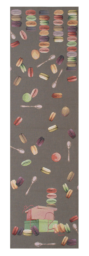 Macaroons Grey French Table Runner
