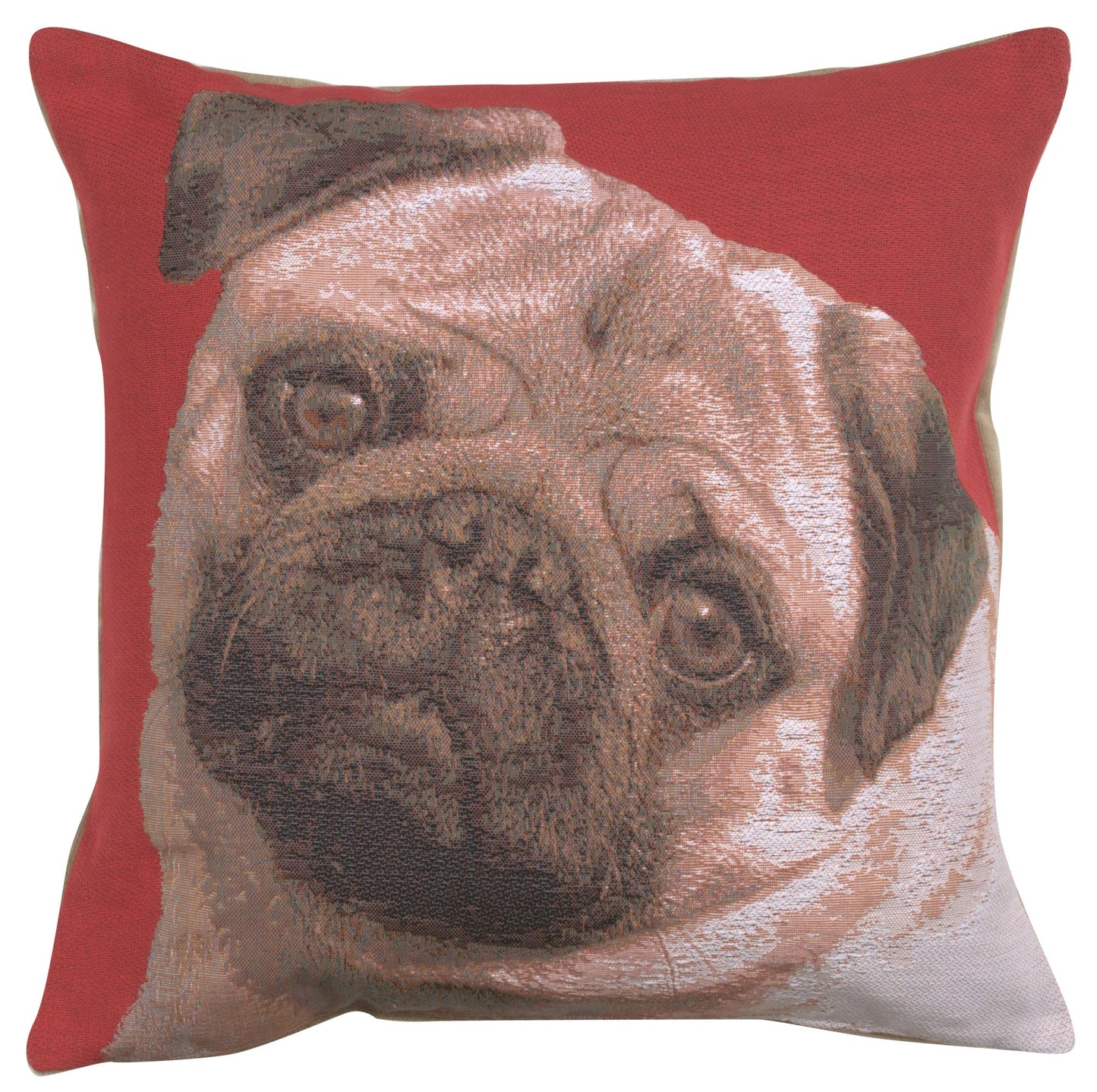 Pugs Face Red French Cushion