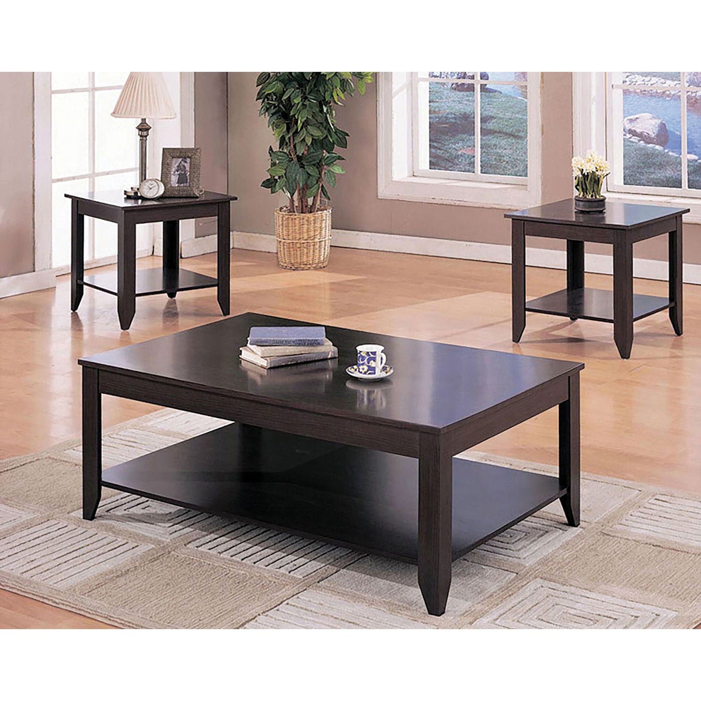 Ornette - 3 Piece Occasional Set With Square Design - Cappuccino