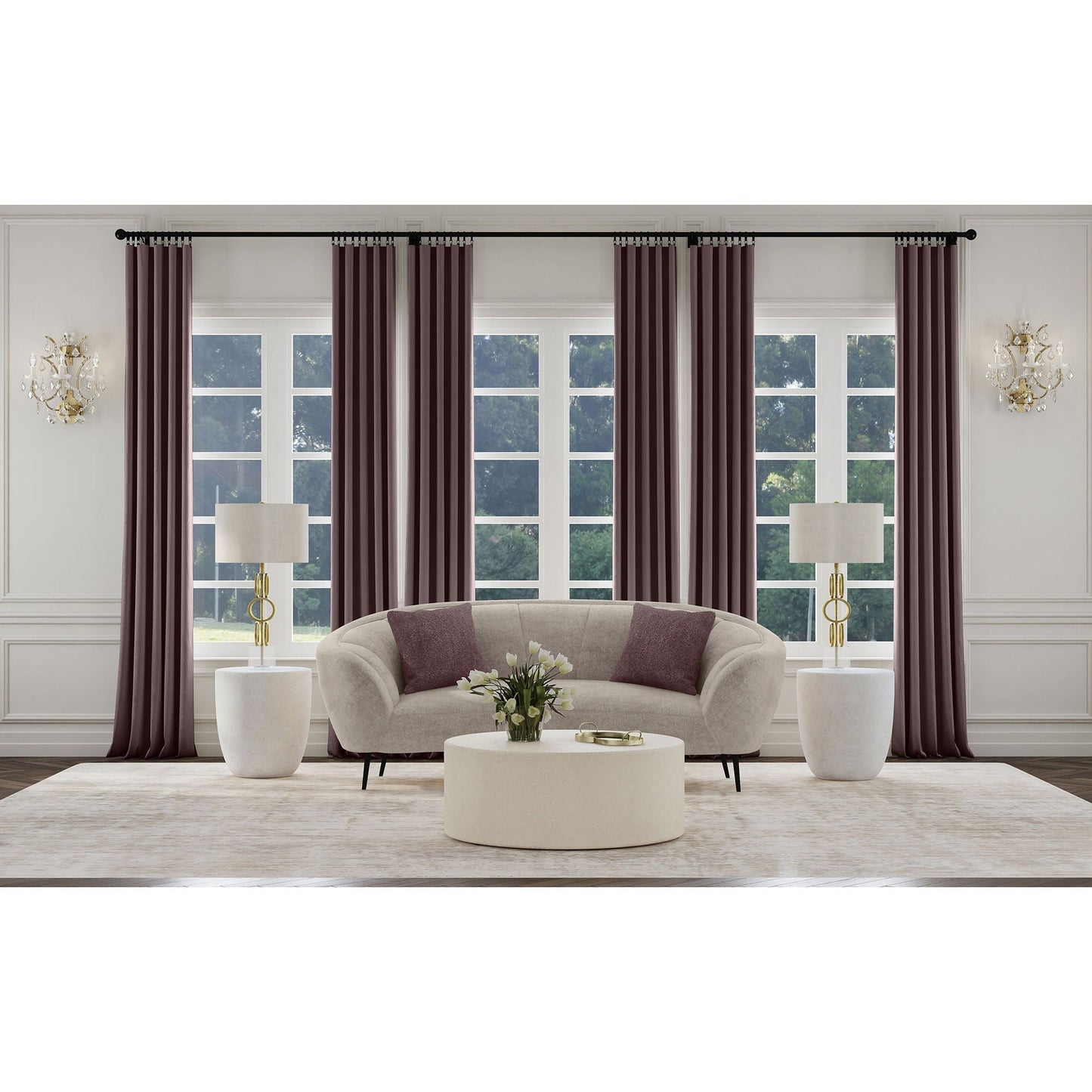 Saanich - Upholstered Curved With Plump Accent Pillows - Beige