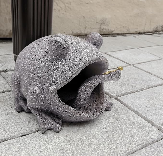 Frog Statues Gutter Downspout Extension Statues Garden Decoration,Animal Resin Statue Outdoor Decor,Downspout Diverter,Decorative Gutter Extension,3"ร4" Downspout Extender Diverter Splash Block๏ผGrey๏ผ