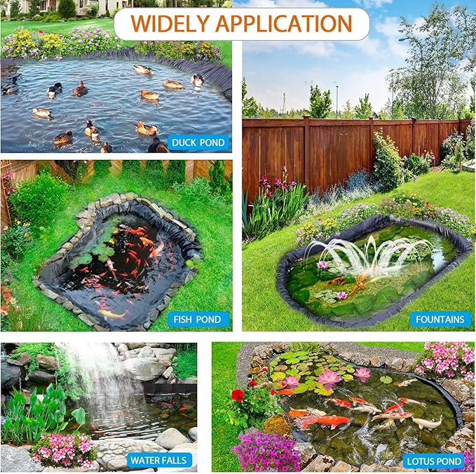 Pond Liners 20 x 30 Feet, Easy Cutting LDPE Pond Liner 20 Mil, High Preformed Koi Pond Liner for Ponds, Streams, Fountains and Garden Waterfall