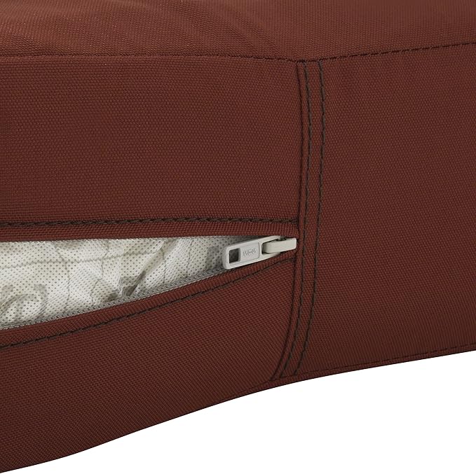 Classic Accessories Ravenna Water-Resistant 25 x 25 x 5 Inch Square Patio Seat Cushion Slip Cover & Foam, Spice, Lounge Chair Cushion