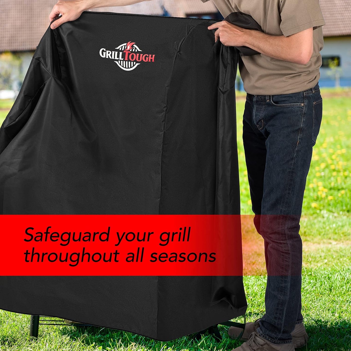 Heavy Duty Smoker Cover for Outdoor Griddle, 40 Inch – Waterproof, Weather Resistant, UV & Fade Resistant with Adjustable Straps – BBQ Cover for Flat Grill, Black