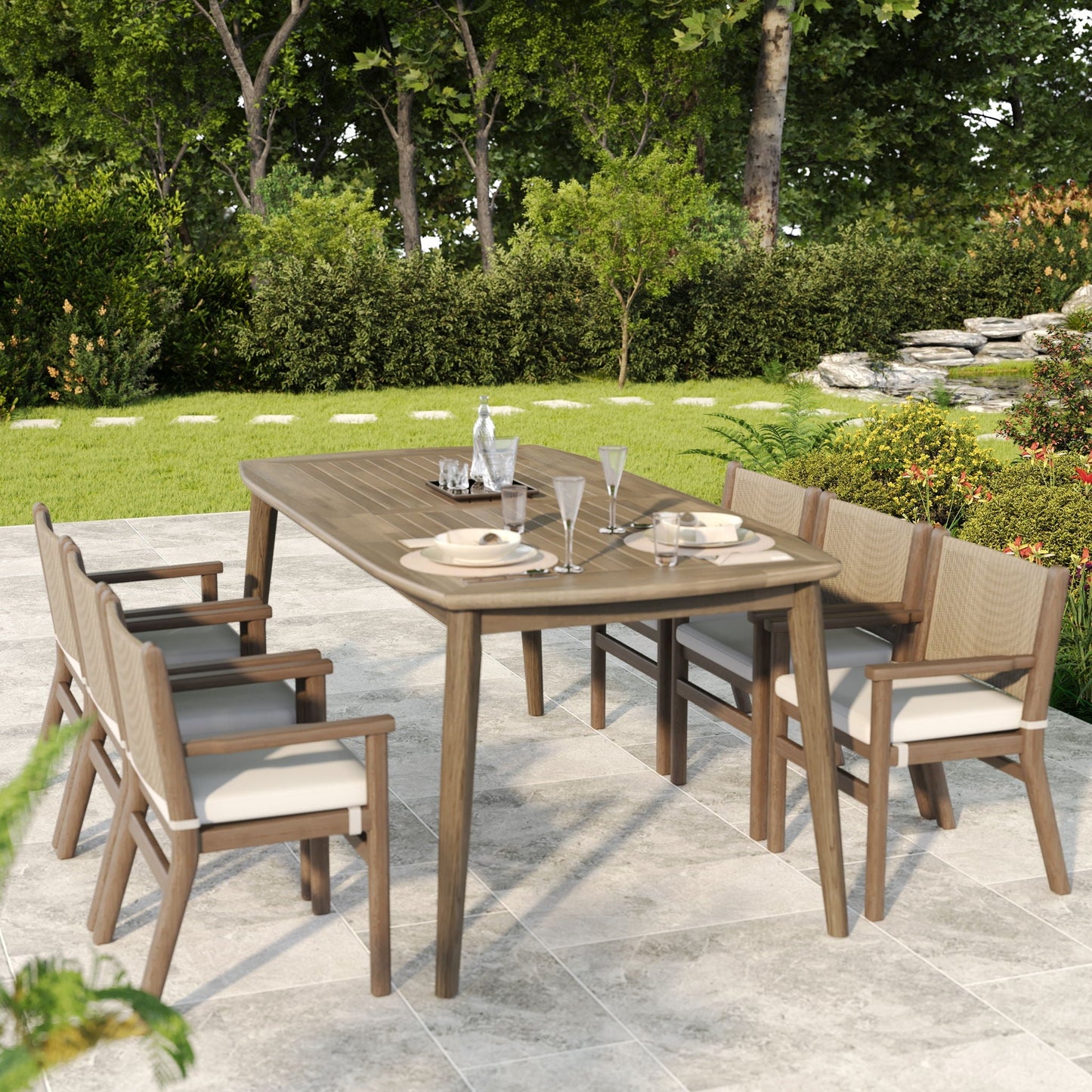 Acacia Wood Dining Table 8 Person Outdoor Table