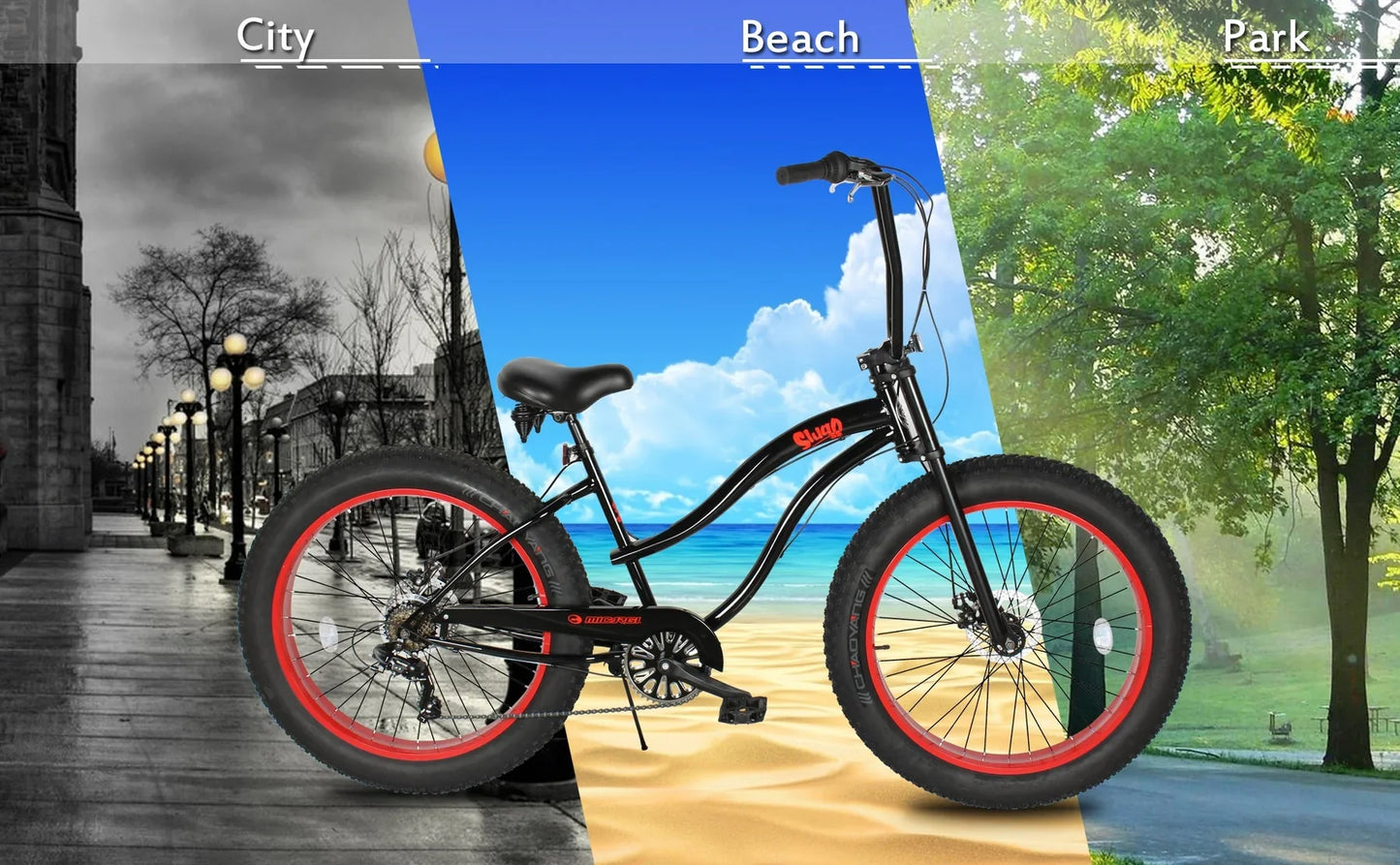 Micargi Slugo SS 26" 4.0" Fat Tire Beach Cruiser Bike