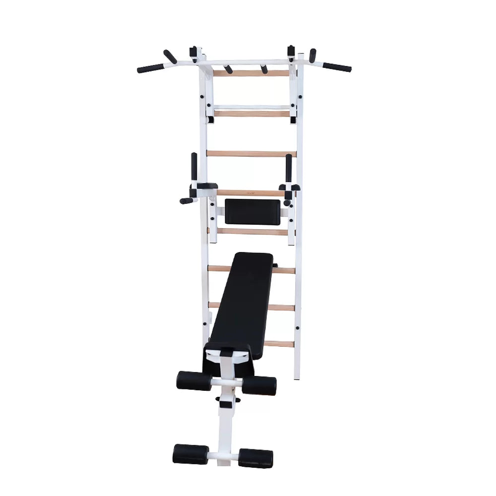 BenchK 233 Gymnastic Wall Bars with Workout Bench, Pull-up and Dip Bar