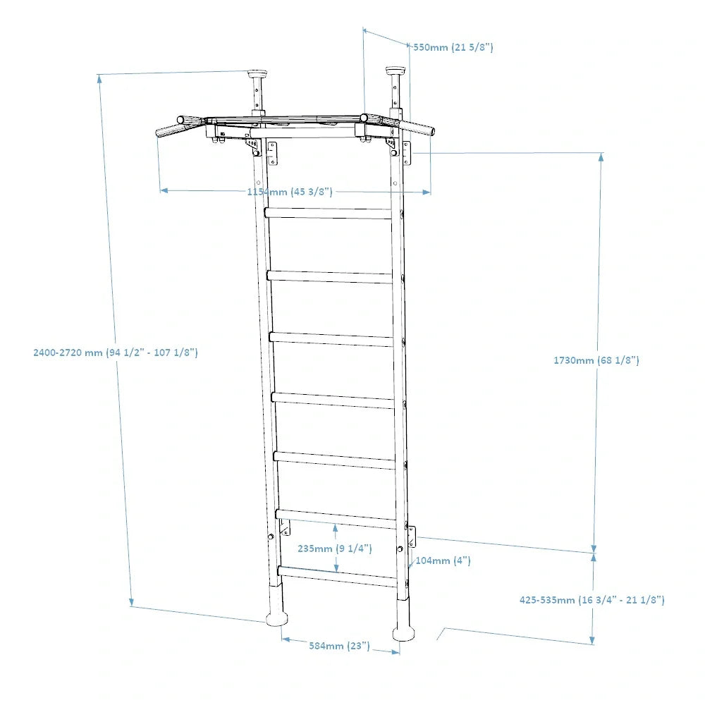 BenchK 521 Gymnastics Wall Bars - Wall Mounted Ladder