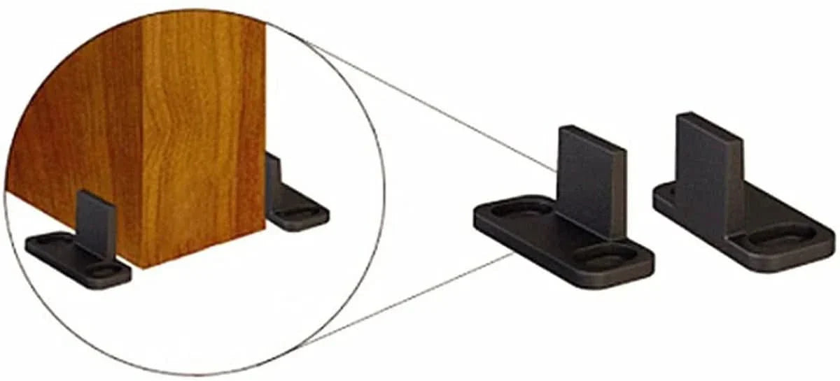 Double Clip Floor Mounted Barn Door Guide | Black