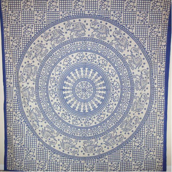 Blue Elephant Chakra Mandala Tapestry Wall Hanging Decor