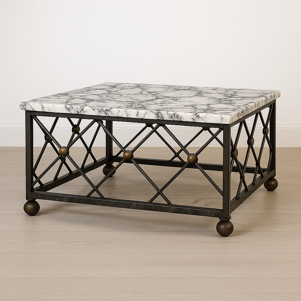 DemarForge Coffee Table 101M - Wrought Iron Calacatta Viola Marbletop