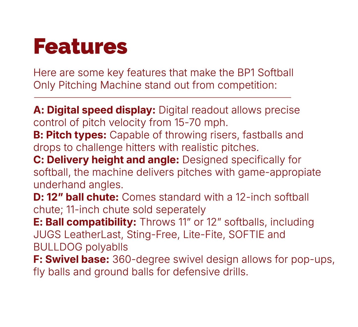 JUGS BP®1 Softball Pitching Machine