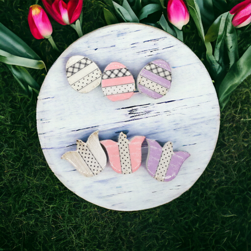 Handmade Wooden Magnetic Spring Magnets Set Of 3 Easter Egg Decorative Fridge Magnets