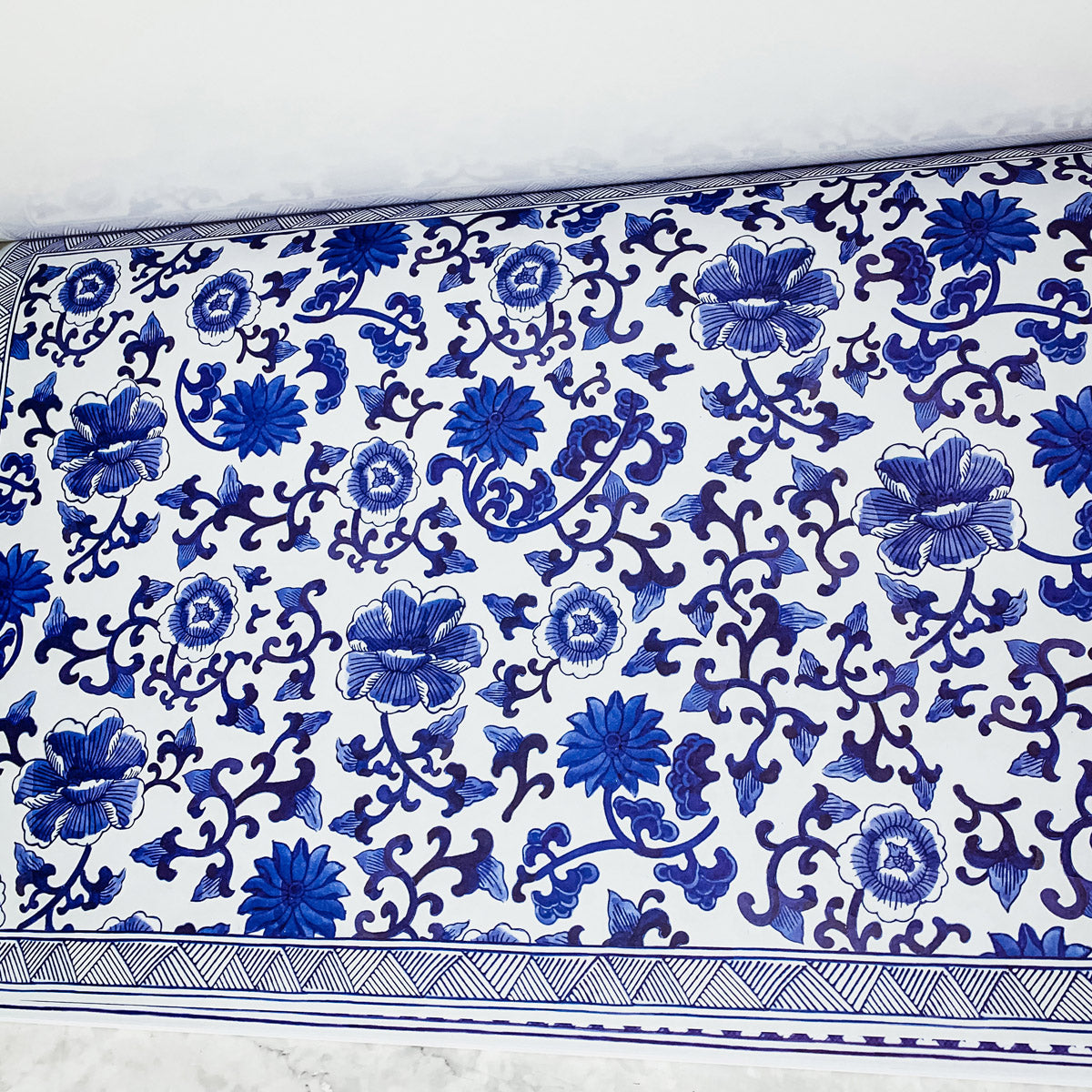 Chinoiserie Placemats Set Of 4 - Elegant Asian Floral Vinyl Placemats, Easy