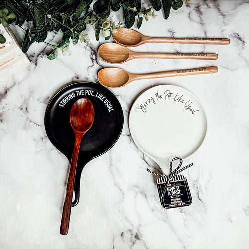 Spoon Rest And Wooden Spoon Set Custom Color Quote Choice Kitchen Gift