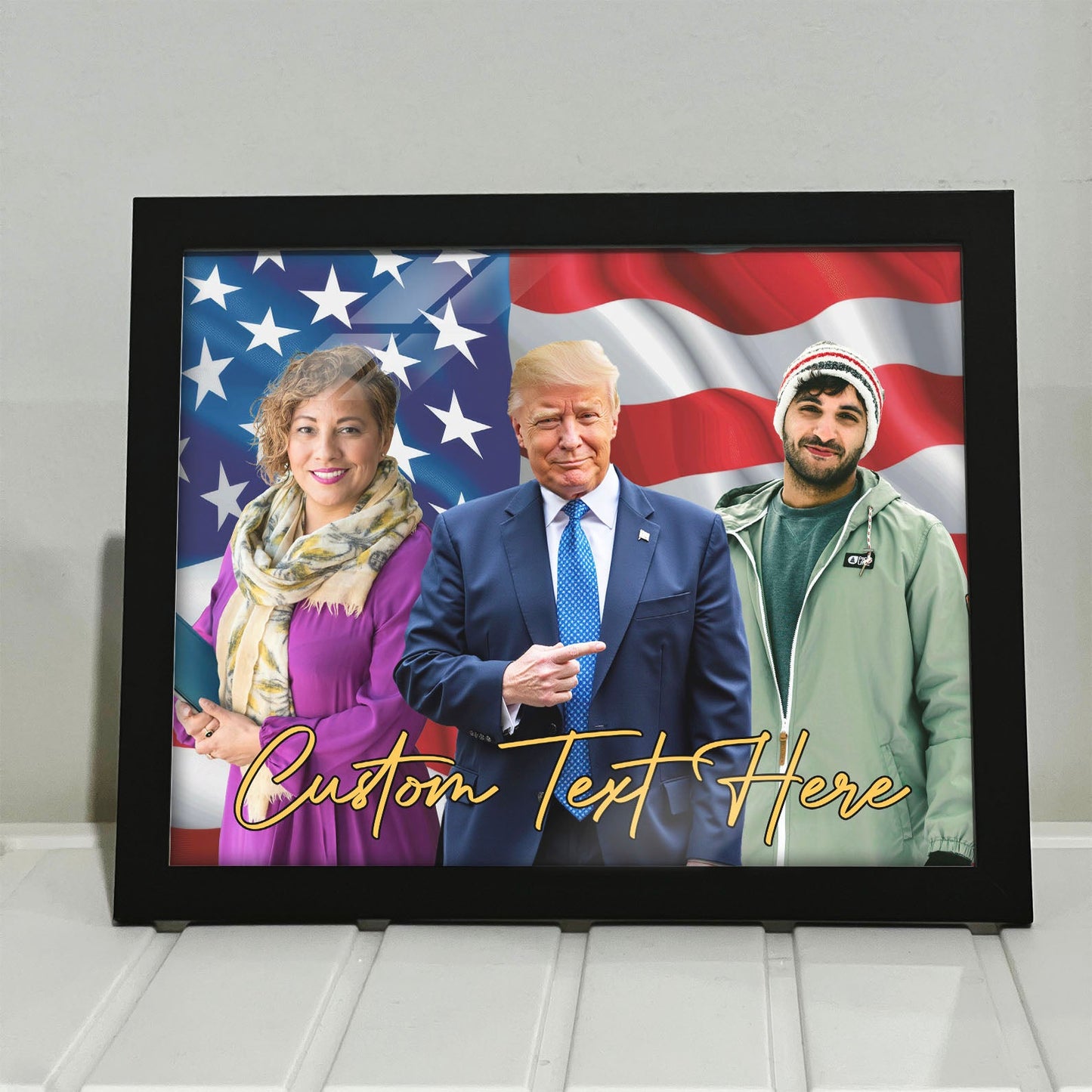 Happy BirthDay Frame, Personalize Custom Photo with Trump Picture Frame, Photo with Trump, Donald Trump President, Family Gift Frame 682021 - GOP