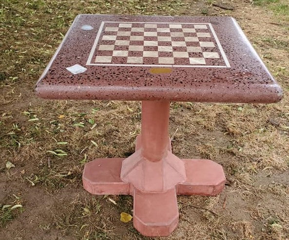 Stone Age Genius Concrete Outdoor Chess Table Freestanding