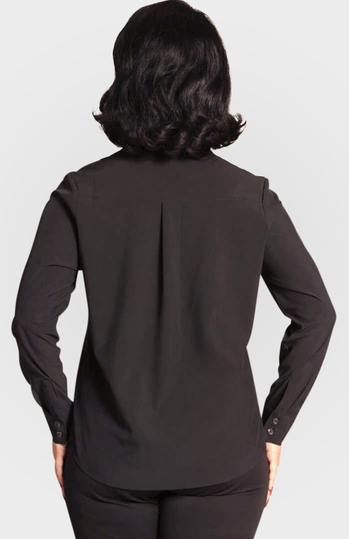 Resort Vee Popover Shirt - Black